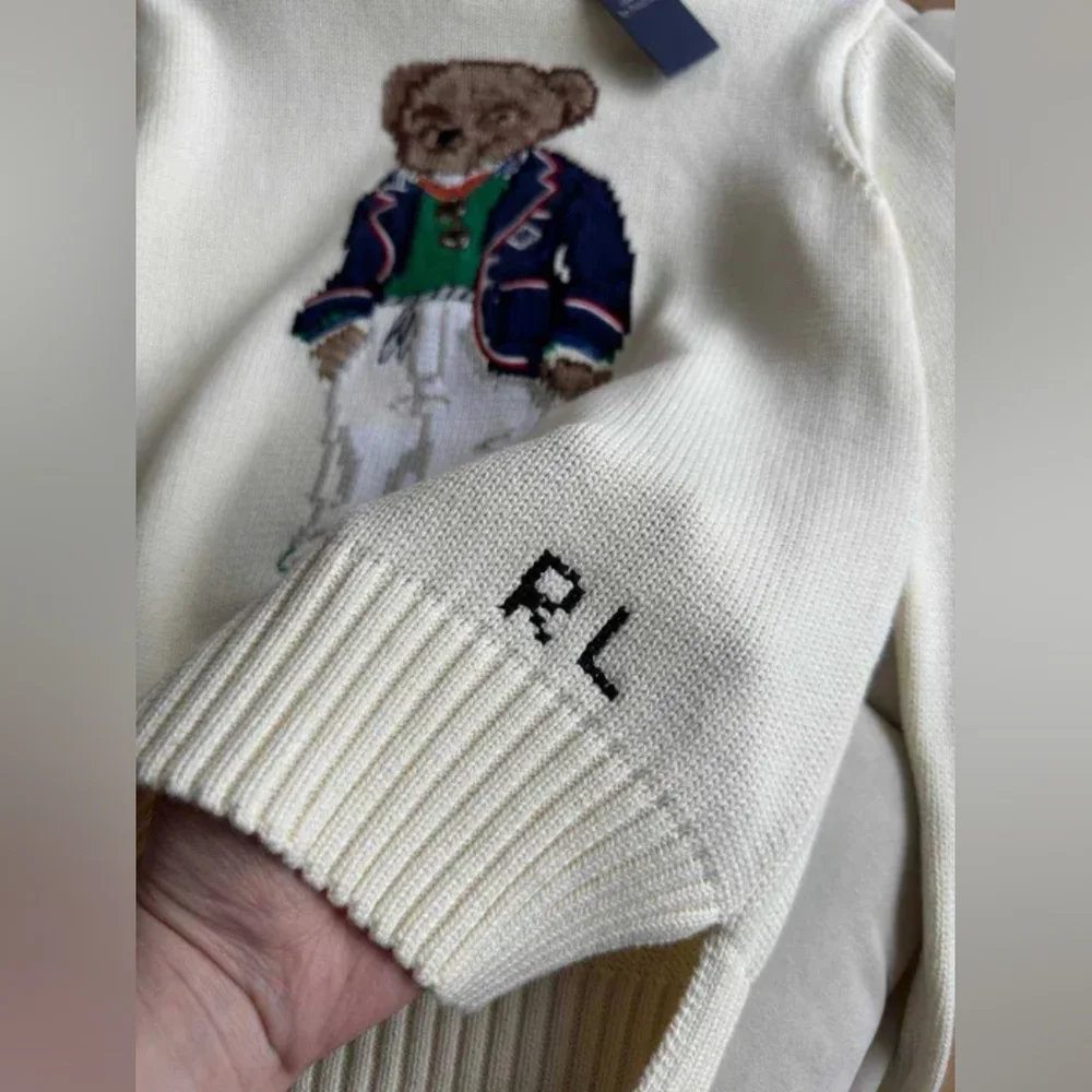 White Polo Ralph Lauren Bear Sweater - Picture 3 of 7